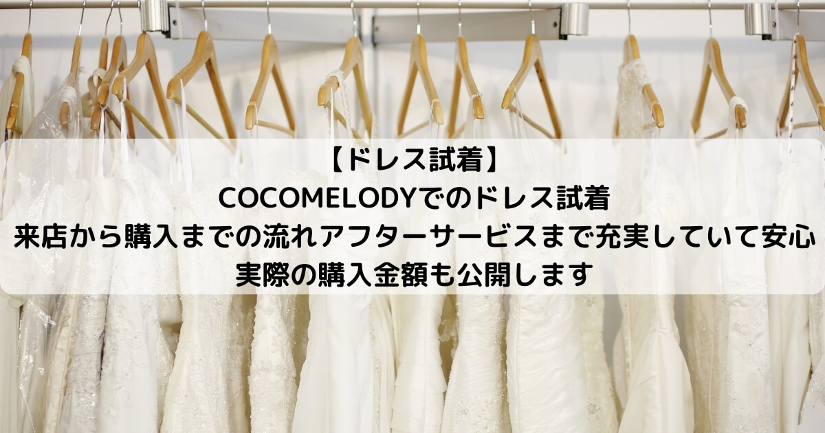 【ドレス試着】COCOMELODYでのドレス試着　来店から購入までの流れアフターサービスまで充実していて安心 実際の購入金額も公開します