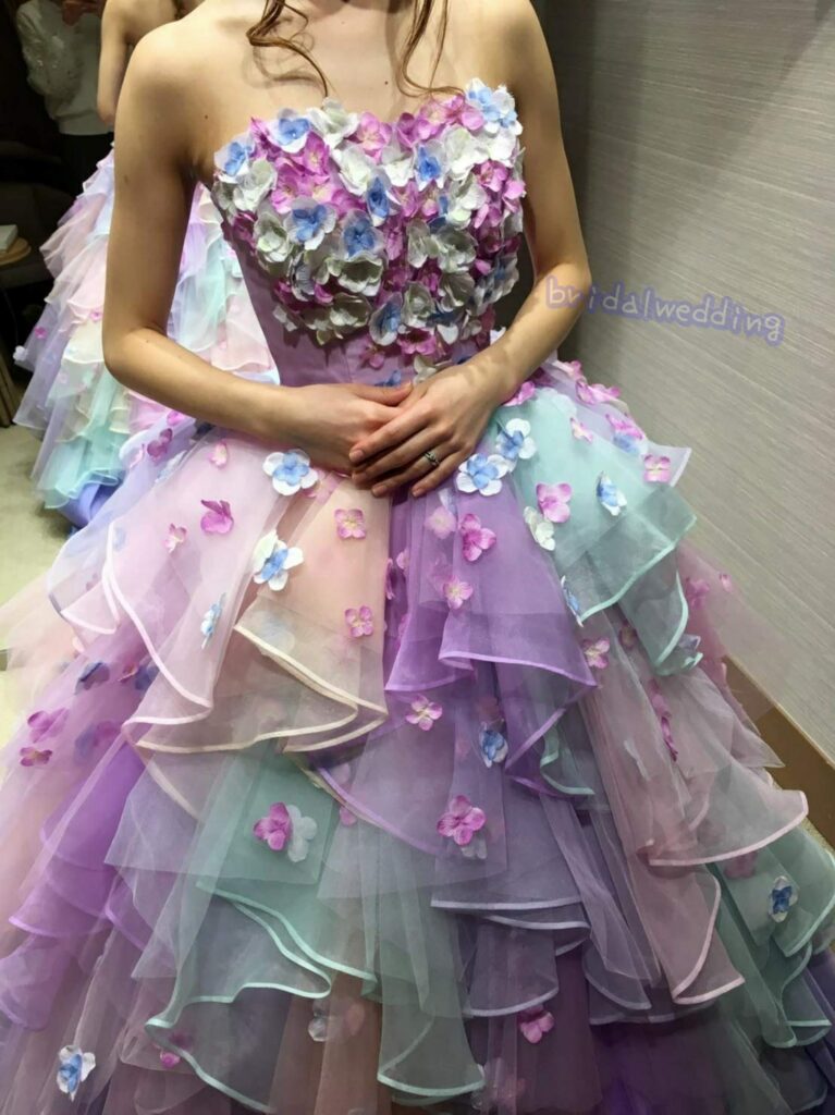 ドレス試着　紫陽花ドレス　marryドレス